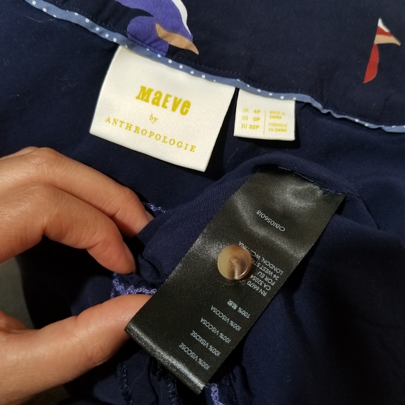 COPY - MAEVE ANTHROPOLOGIE Blue Bohemian Asymmetrical Midi Skirt SIZE 0P. - Picture 16 of 17